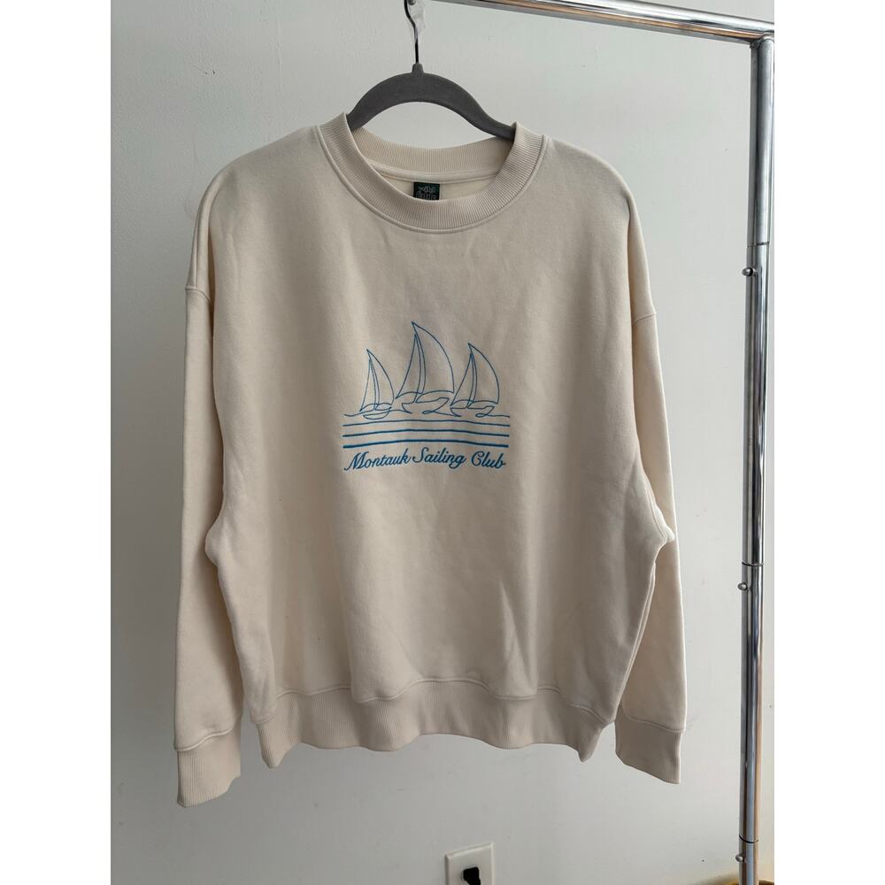 Wild Fable Montauk Sailing Club Graphic Crewneck Sweatshirt Beige Size S NWT - Picture 5 of 11